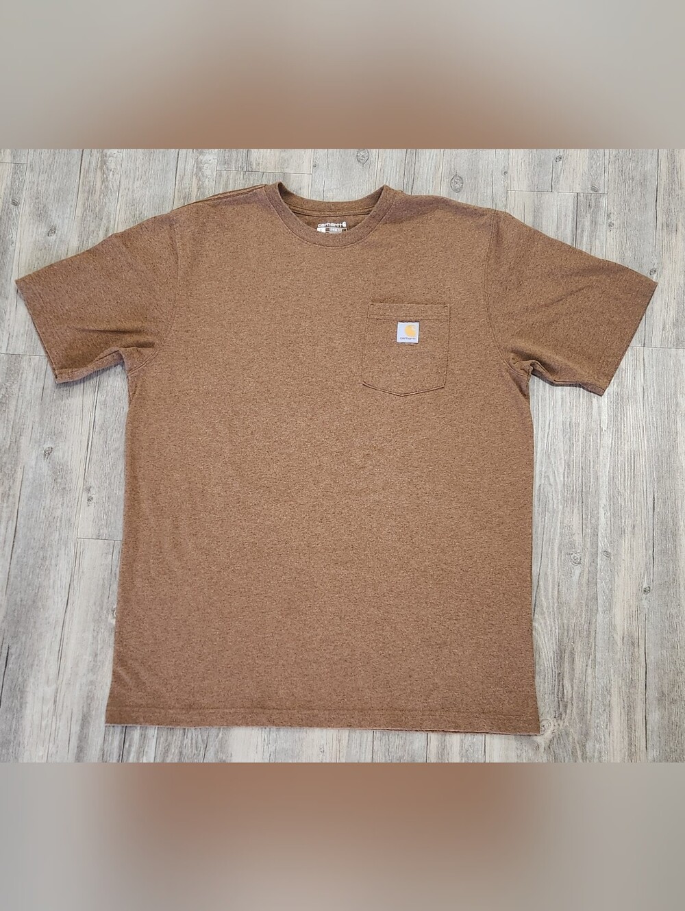 Carhartt Brown Heather Short-Sleeve Pocket Tee loose Fit Large Tall